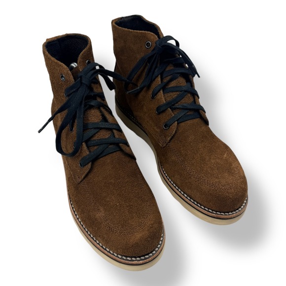 Broken Homme Mens 8.5 D Brown Suede Boots Made in USA Slip Oil Resistant New